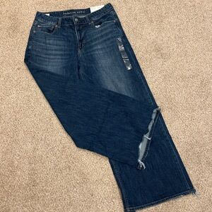 American Eagle Outfitters Dark Blue baggy wide leg low rise Jeans